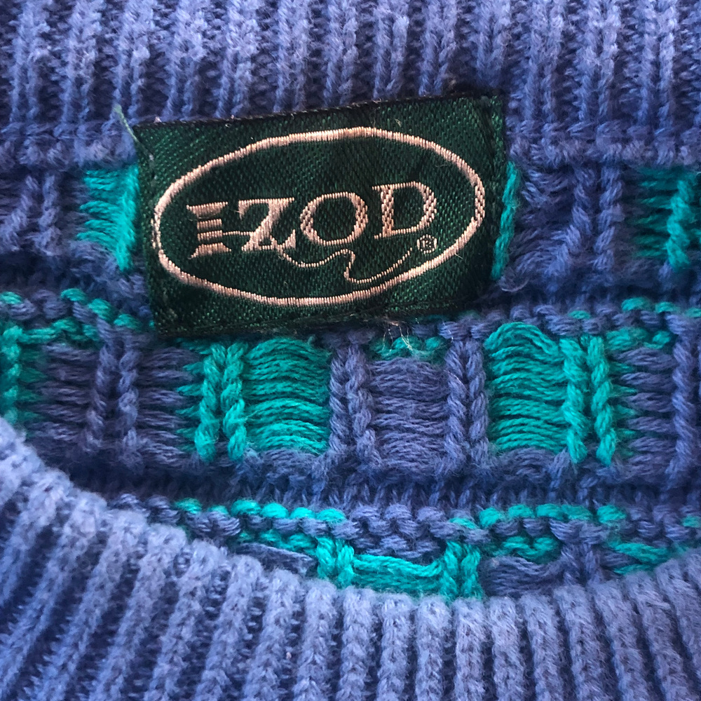 70s IZOD Ski Sweater Vintage Ugly Sweater Blue XL - Picture 5 of 5
